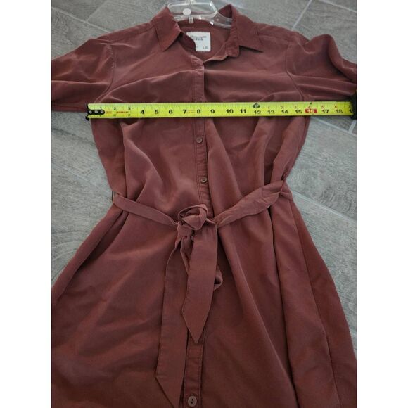 Women's Abercrombie & Fitch Long Sleeve Button Down Mini Shirt Dress Color Rust - Picture 6 of 7